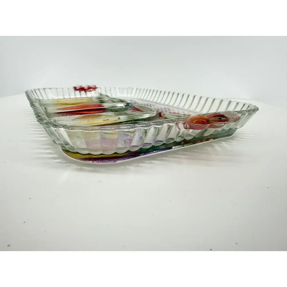 Retro Stained Glass Look Fruit Serving Tray Groovy Kitchen Decor 8x10